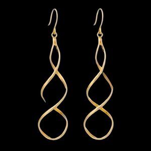 Men’s Twisted Spiral Drop Earrings – Gold Tone Dangle Helix